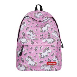 Sac à dos licorne et glaces rose avec un fond blanc