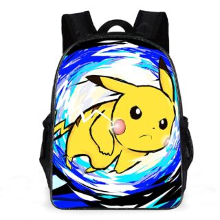 Sac à dos Pikachu bleu et jaune avec un fond blanc