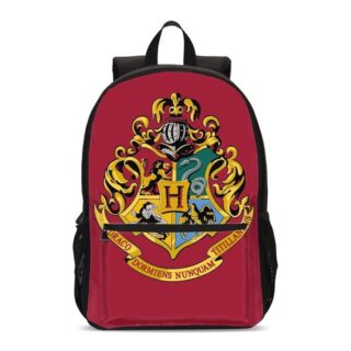 Sac à dos blason Poudlard rouge avec un fond blanc