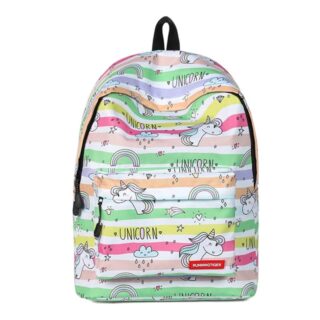 Sac à dos licorne et arc-en-ciel multicolore avec un fond blanc