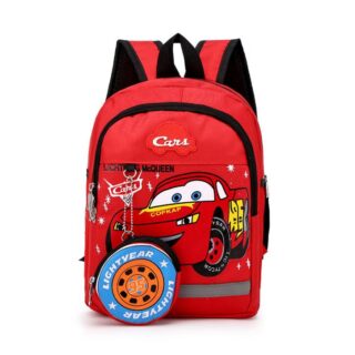 Sac à dos Cars effet jean rouge avec un fond blanc