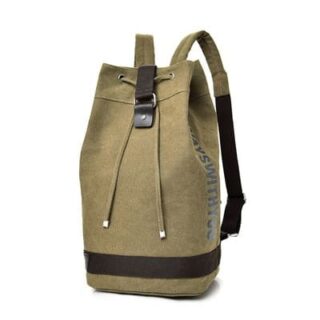 Sac à dos en toile style matelot marron avec un fond blanc