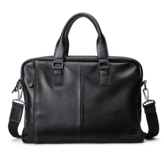 Briefcase For Men In Black Leather - Briefcase Handbag
