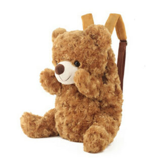 Brown teddy bear backpack with white background