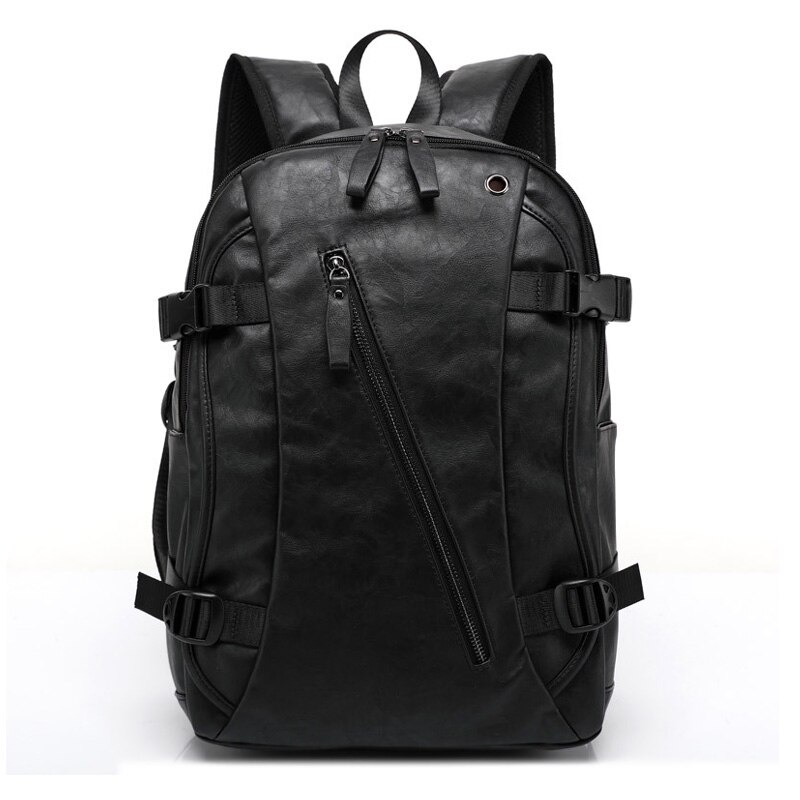 Compact Leather Backpack - Black - Backpack Laptop Backpack