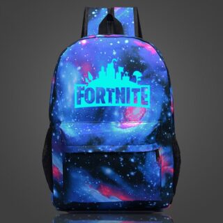 Sac à dos Fortnite phosphorescent multicolore avec un fond gris