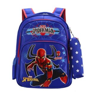Sac à dos Spiderman avec trousse bleu avec un fond blanc