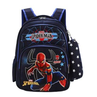 Sac à dos Spiderman avec trousse bleu avec un fond blanc