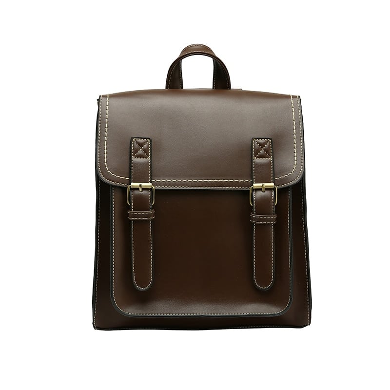 Sac à dos cartable style vintage - Marron foncé - Sac à dos Sac à dos scolaire
