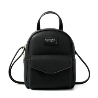 Sac à dos femme petit format similicuir vegan - Noir - Sac à main Sac à dos