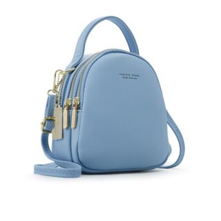 Sac à dos femme petit format multi-zip - Bleu - Sac à dos Sac à dos