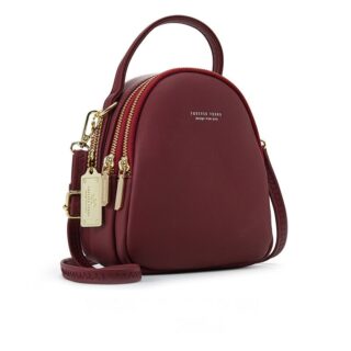 Sac à dos femme petit format multi-zip - Rouge - Sac bandoulière Sac à main