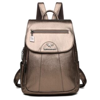 Women's leather backpack - Gold - Leather Backpack