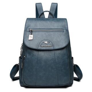 Women's Urban Leather Backpack - Blue - Backpack Women's Leather Backpack