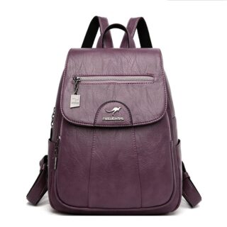 Women's Urban Leather Backpack - Purple - Leather Backpack for Women Backpack