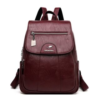 Women's City Leather Backpack - Red - Women's Leather Backpack School Backpack