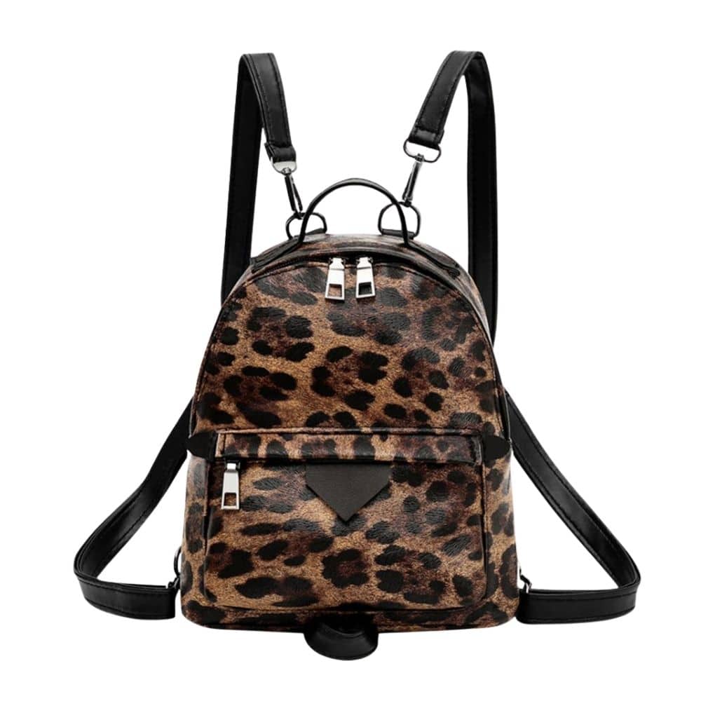 Leopard print leatherette backpack - Backpack Shoulder bag