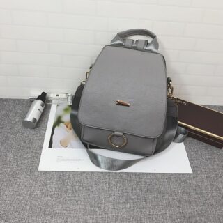 Vintage leatherette backpack - Grey - Handbag messenger bag