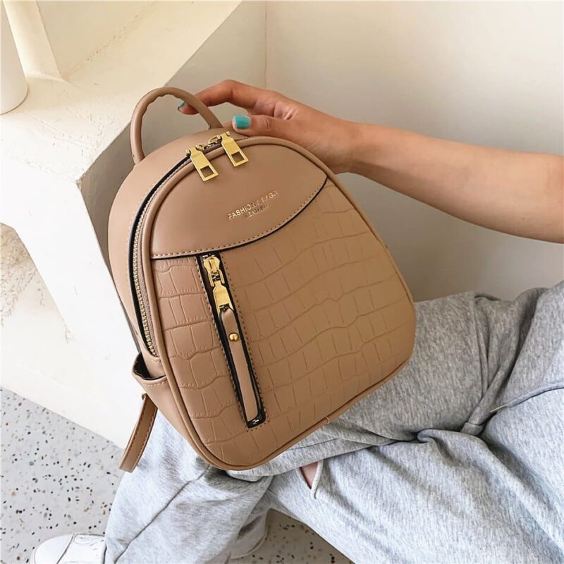 Women'S Backpack Small Size Crocodile Embossed - Image 8