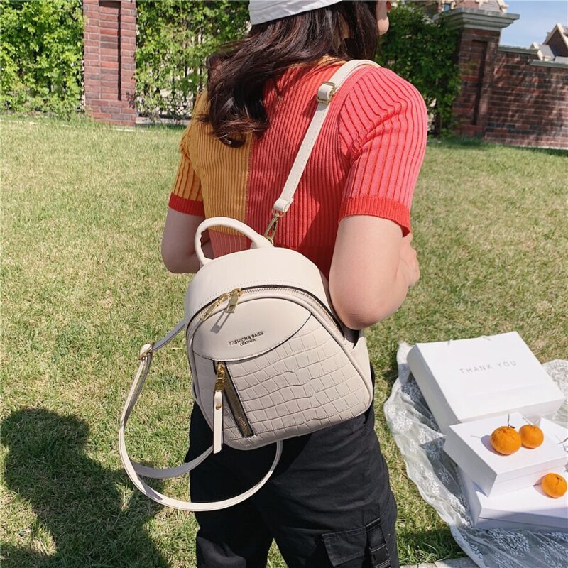 Women'S Backpack Small Size Crocodile Embossed - Image 5