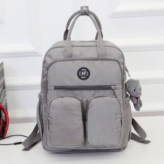 Women's Nylon Backpack - Grey - School Backpack Backpack