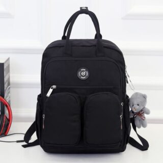 Women's Nylon Backpack - Black - School Backpack Backpack