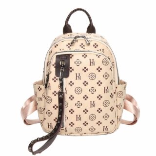 Women's Classic PU Leather Backpack - Beige - Handbag Bag