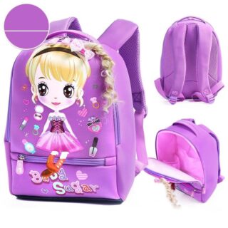 Sac d'école dessin animé pour fille - Violet - Sac à dos scolaire Sac à dos fille