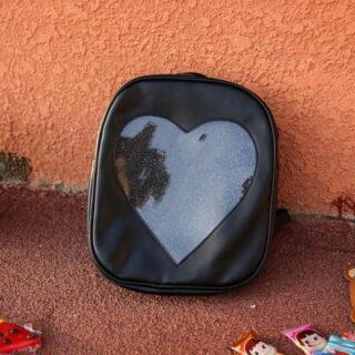 Children's backpack with transparent heart design - Black - Backpack Bag