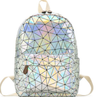 Sac à dos holographique géométrique - Argent - Sac à dos Sac à dos scolaire