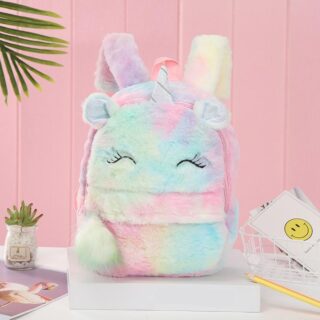 Girl's Plush Unicorn Backpack - Pink - Plush Animal Backpack