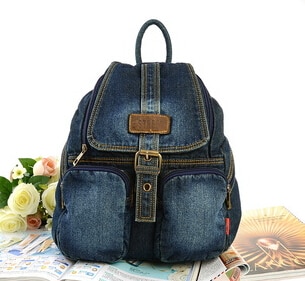 Imitation denim backpack - Navy - Backpack School backpack