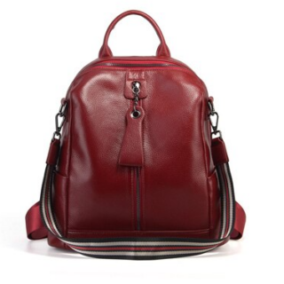 Large leather backpack for women - Red - Leather Handbag