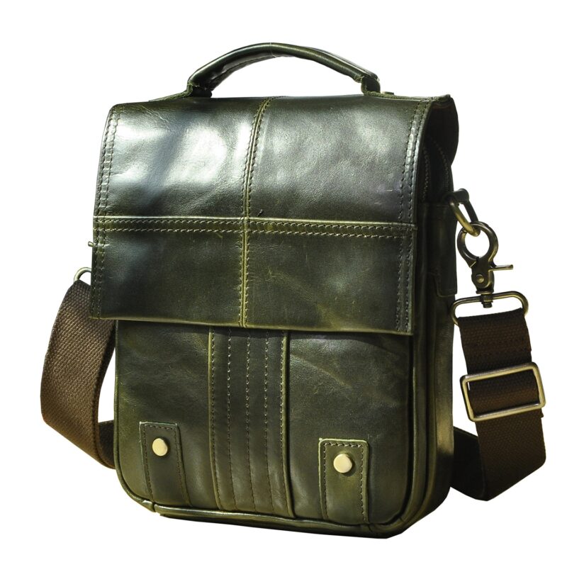 Leather Shoulder Bag - Green - Messenger Bag Leather
