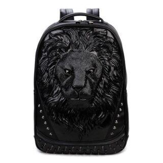 Sac à dos tête de lion en relief 3D - Noir - Sac à dos Sac à dos scolaire