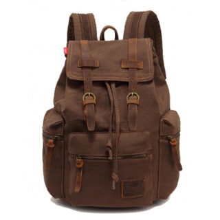 Men's Canvas Backpack - Dark Brown - Backpack Laptop Backpack