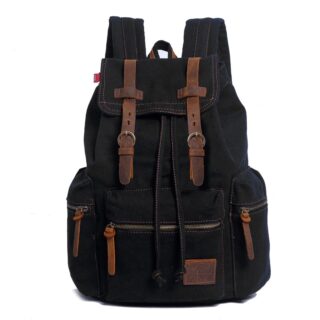 Men's Canvas Backpack - Black - Backpack School Backpack