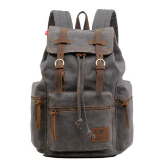 Men's Canvas Backpack - Grey - School Backpack Backpack