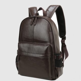 Men's Casual Leather Backpack - Brown - Laptop Backpack Backpack