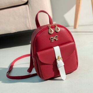 Mini leather backpack with golden jewels - Red - Backpack School backpack