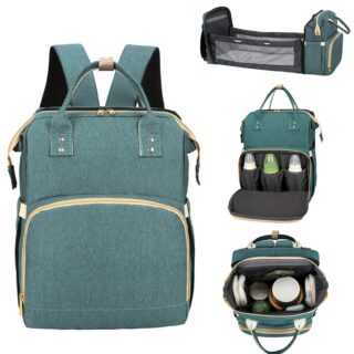 Nappy Bag with Foldable Baby Bed - Green - Diaper Bag