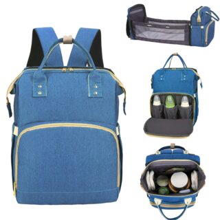 Nappy Bag with Foldable Baby Bed - Blue - Diaper Bag