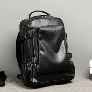 Retro Travel Backpack - Black - Leather Handbag