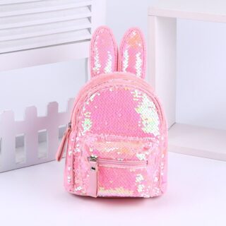 Sequined backpack with bunny ears - Pink - Handbag Bag