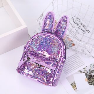 Sequined backpack with bunny ears - Purple - Product Design