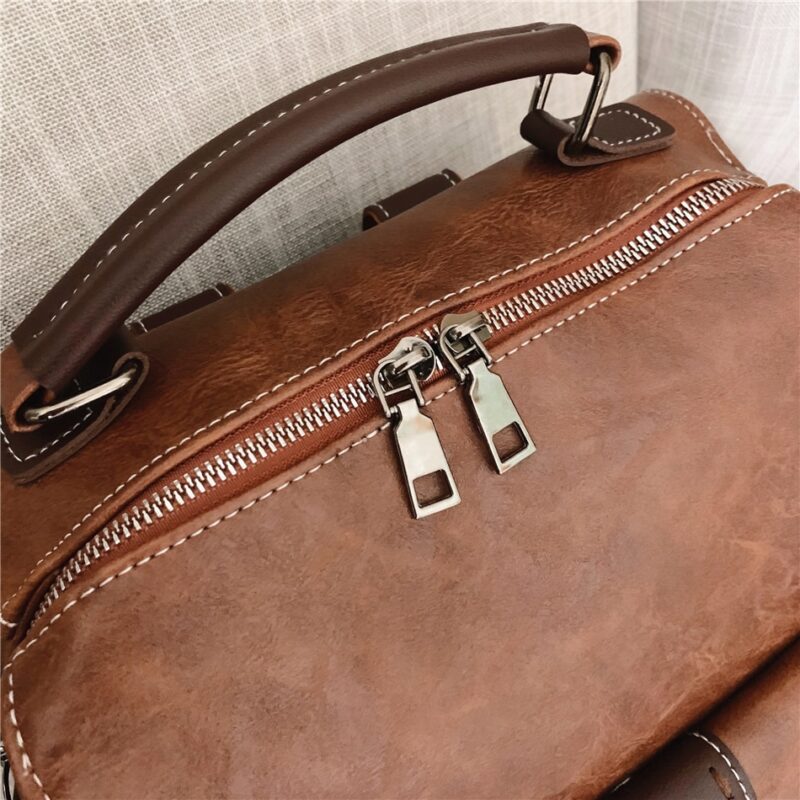 Small Vintage Backpack In Imitation Leather - Image 12