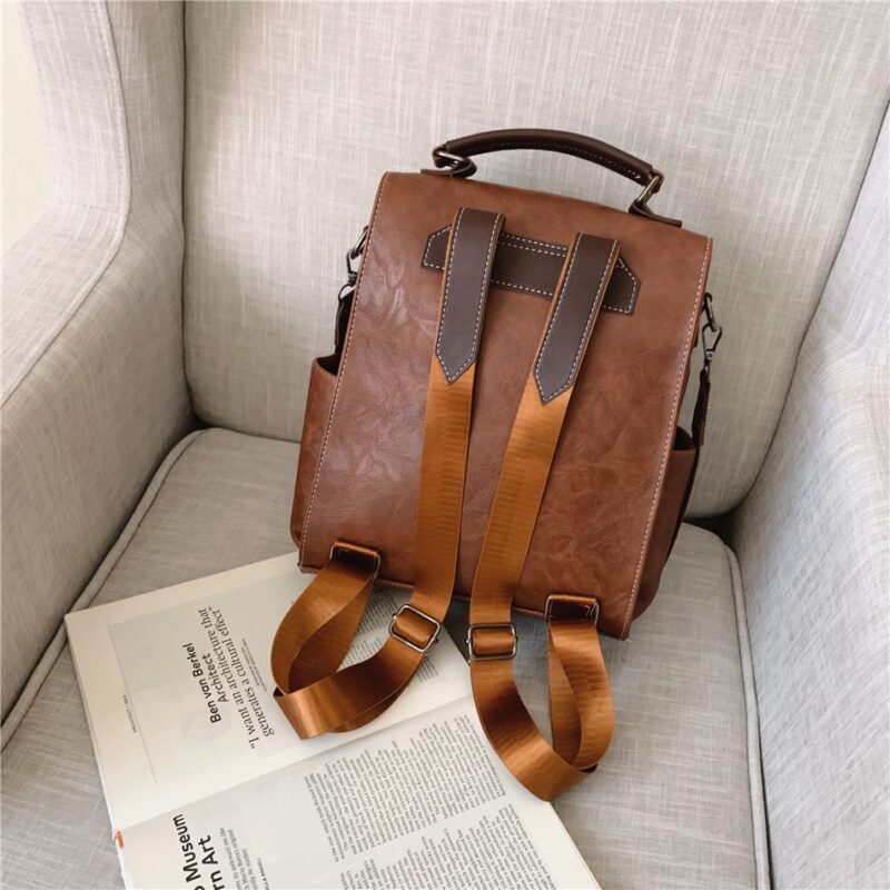 Small Vintage Backpack In Imitation Leather - Image 13