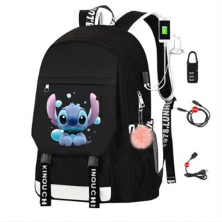 Sac à dos Stitch avec chargeur USB - Blanc - Sac à dos scolaire T-shirt