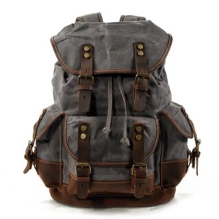 Vintage backpack - Grey - Leather backpack