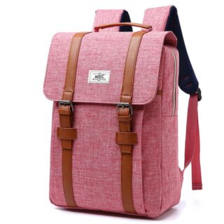 Vintage canvas bag - Pink - Laptop backpack School backpack